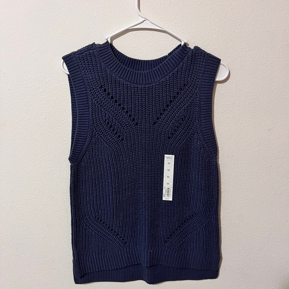 Navy Sleeveless Knit Top